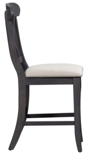 Liberty Furniture Ocean Isle Dark Gray Upholstered X Back Counter Chair - Set of 2-1