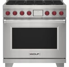 Wolf 36" Stainless Steel Freestanding Dual Fuel Natural Gas Range