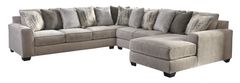 Benchcraft® Ardsley 4-Piece Pewter Left-Arm Facing Sectional with Chaise