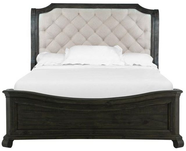 Magnussen Home® Bellamy Peppercorn Queen Sleigh Bed with Shaped Footboard-1