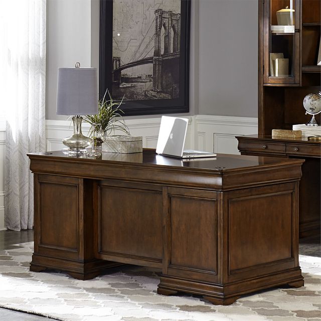 Liberty Chateau Valley Brown Cherry Jr Executive Desk Base | Liddiard ...