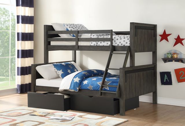 Donco Trading Company City Shadow Twin/Full Bunk Bed with Dual Underbed Drawers-1