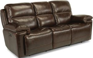 Flexsteel® Fenwick Dark Brown Power Reclining Sofa with Power Headrests