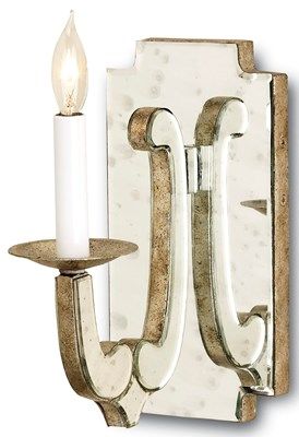 Currey & Company Spotlight Granello Silver Leaf/Antique Mirror Wall Sconce