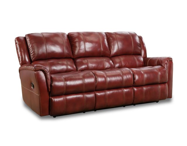HomeStretch Mercury Red Leather Reclining Sofa-0