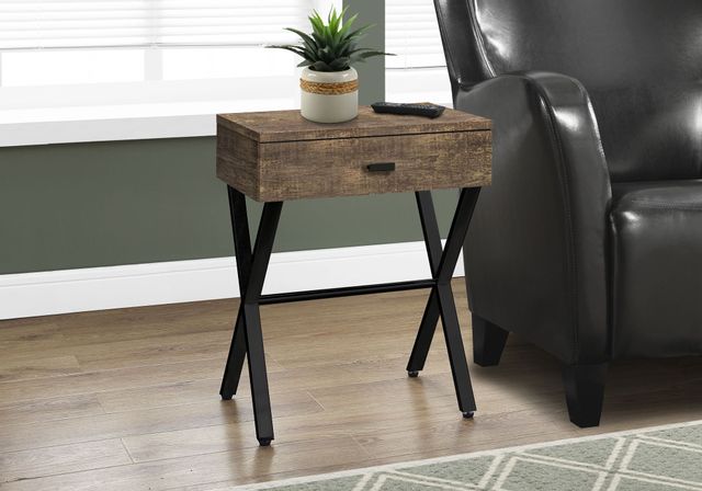 Monarch Specialties Inc. Reclaimed Wood Black Metal 24" Accent Table 4