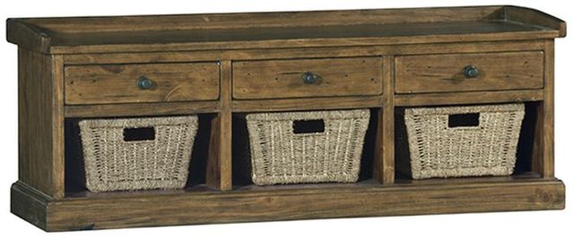 Hillsdale Furniture Tuscan Retreat® Old World Pine Bench with Three Drawers-0