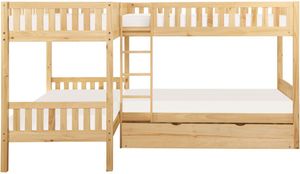 Homelegance® Bartly Natural Pine Twin Corner Youth Bunk Bed with Twin Trundle