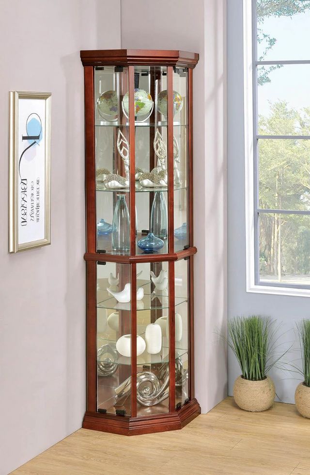 Coaster® Appledale Medium Brown 6-Shelf Corner Curio Cabinet-3