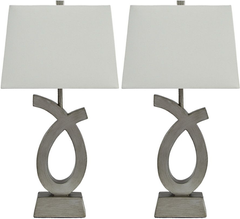 Signature Design by Ashley® Amayeta Set of 2 Silver Table Lamp Set