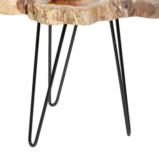 Uma Home Teak Wood and Metal Side Tables - Set of 2-2