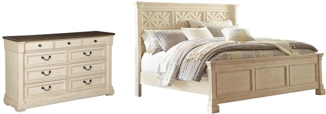 Signature Design by Ashley® Bolanburg 2-Piece Antique White California King Panel Bed Set-0