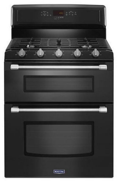 Maytag Gemini® 30" Free Standing Gas Double Oven Range-Black 0