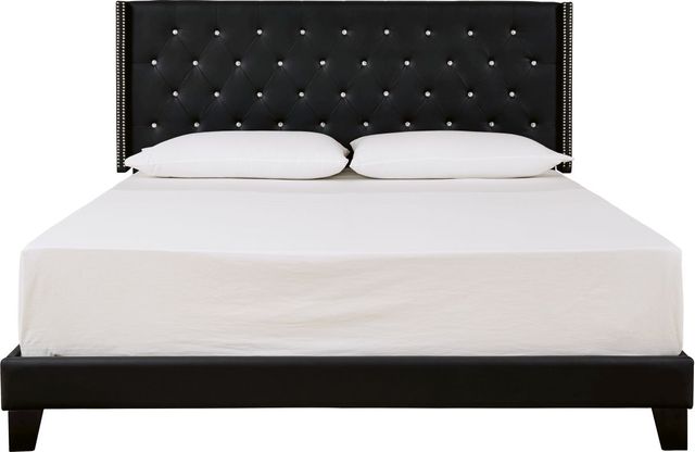Signature Design by Ashley® Vintasso Black Queen Upholstered Panel Bed-3