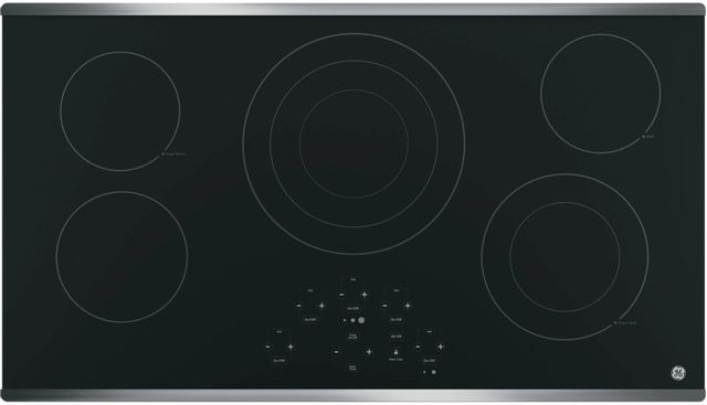 GE® 36" Stainless Steel on Black Electric Cooktop 0