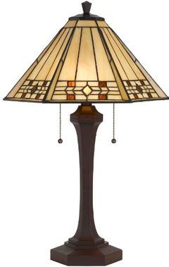Cal® Lighting & Accessories Tiffany Light Yellow/Matt Black Table Lamp