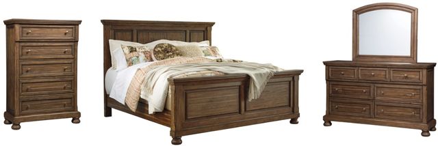 Signature Design By Ashley® Flynnter 4 Piece Medium Brown California King Panel Bed Set Green 4152