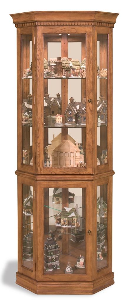 Philip Reinisch Co Classic Old Oak Corner Curio Cabinet Chesnick