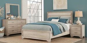 Marlow Natural Queen Bed, Dresser, Mirror & 2 Nightstands