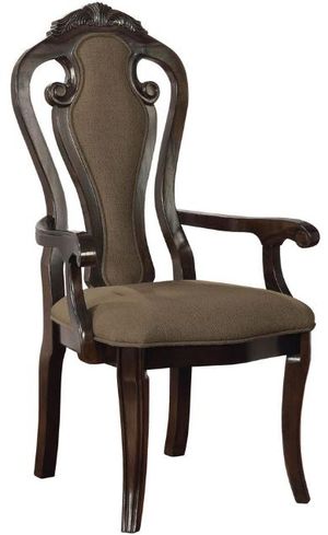 Furniture of America® Rosalina 2-Piece Walnut/Beige Arm Chair Set