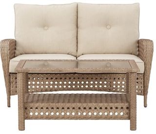 Signature Design by Ashley® Braylee Driftwood Outdoor Loveseat with Coffee Table