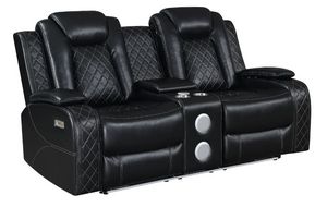 New Classic® Orion Black Reclining Console Loveseat