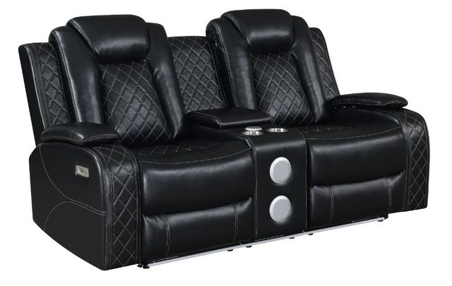 New Classic® Orion Black Reclining Console Loveseat-0