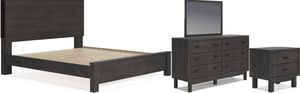 Signature Design by Ashley® Toretto 4-Piece Charcoal King Panel Bookcase Bed Set