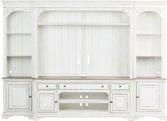 Liberty Furniture Magnolia Manor Antique White Entertainment Center With Piers
