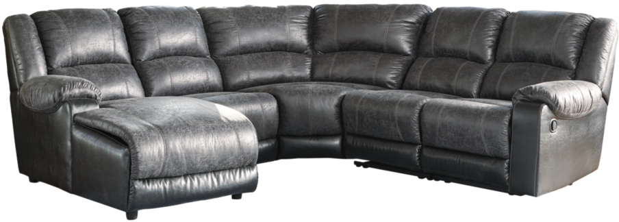 Signature Design by Ashley® Nantahala 5-Piece Slate Reclining Sectional with Chaise