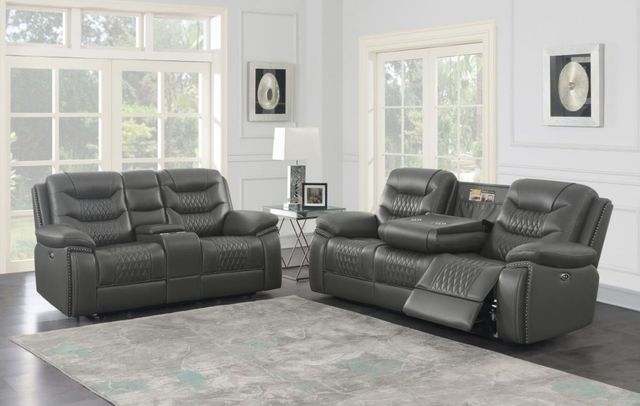 Coaster® Flamenco Charcoal Tufted Upholstered Power Sofa 7