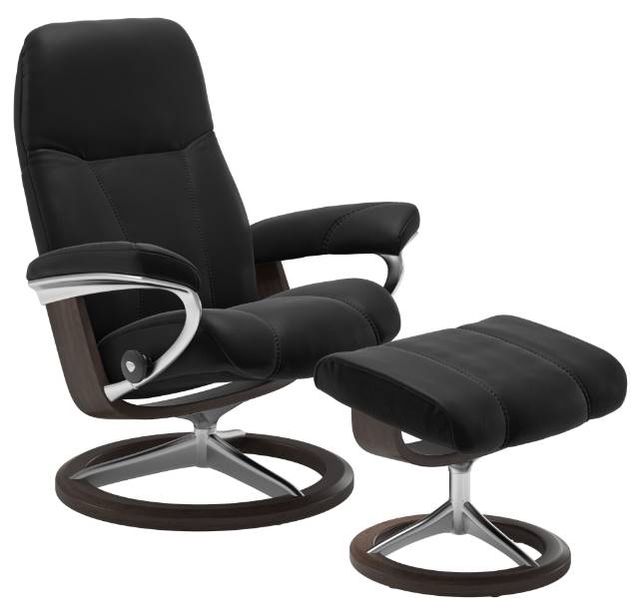 Stressless® by Ekornes® Consul Medium Signature Base Chair and Ottoman