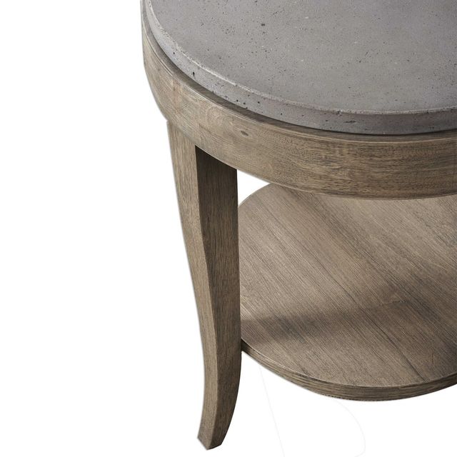 Uttermost® Deka Gray Side Table with Natural Brown Base-2