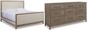 Signature Design by Ashley® Chrestner 2-Piece Gray King Upholstered Panel Bed Set