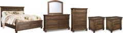 Signature Design by Ashley® Flynnter 6-Piece Medium Brown Queen Storage Panel Bed Set