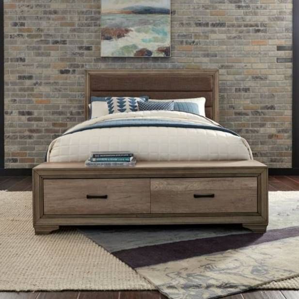 Liberty Sun Valley Sandstone Upholstered Queen Storage Bed-1