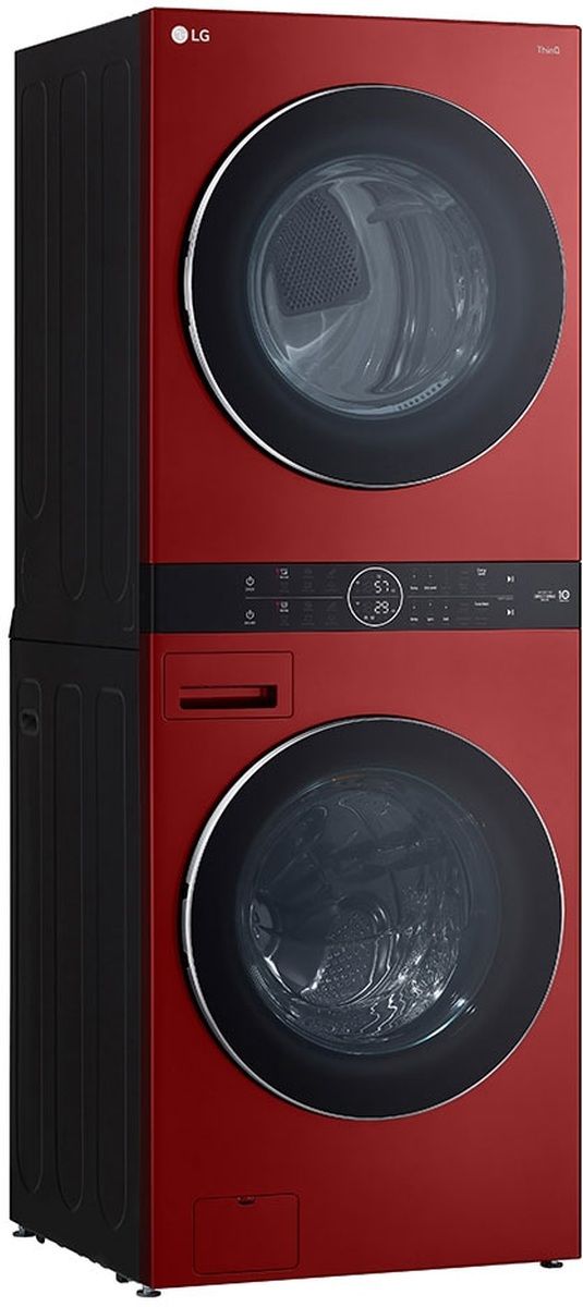 LG 4.5 Cu. Ft. Washer, 7.4 Cu. Ft. Dryer Candy Apple Red Stack Laundry 1