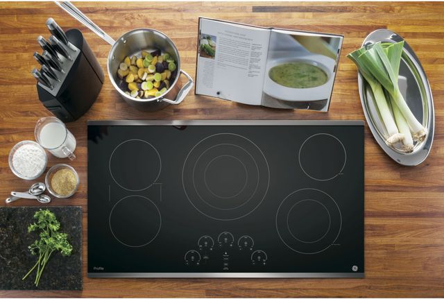 GE Profile™ Series 36" Black with Stainless Steel Electric Cooktop 6
