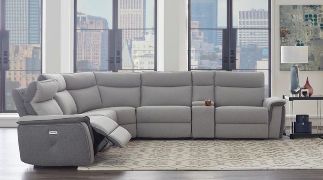 Homelegance® Maroni Gray 6 Piece Modular Power Reclining Sectional with Power Headrest 6