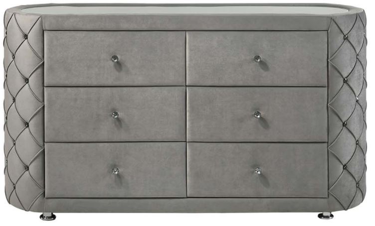 Grey tufted online dresser