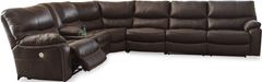 Signature Design by Ashley® Family Circle 4-Piece Dark Brown Left-Arm Facing Power Reclining Sectional with Console