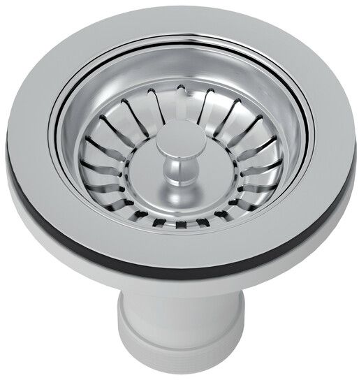 Rohl® Polished Chrome Manual Basket Strainer Without Remote Pop-Up-0