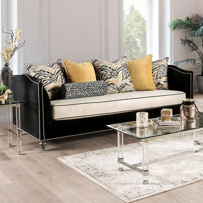 Furniture of America® Maya Beige and Black Sofa | Stylehouse