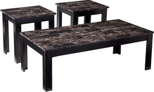 Coaster® Silas Black 3-Piece Faux-Marble Top Occasional Table Set