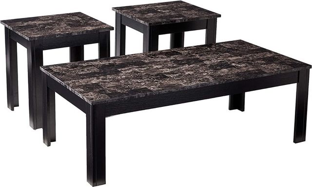 Coaster® Silas 3-Piece Black Faux-Marble Top Occasional Table Set-0