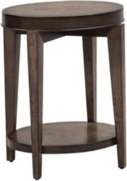 Liberty Penton Espresso Stone Oval Chair Side Table-0