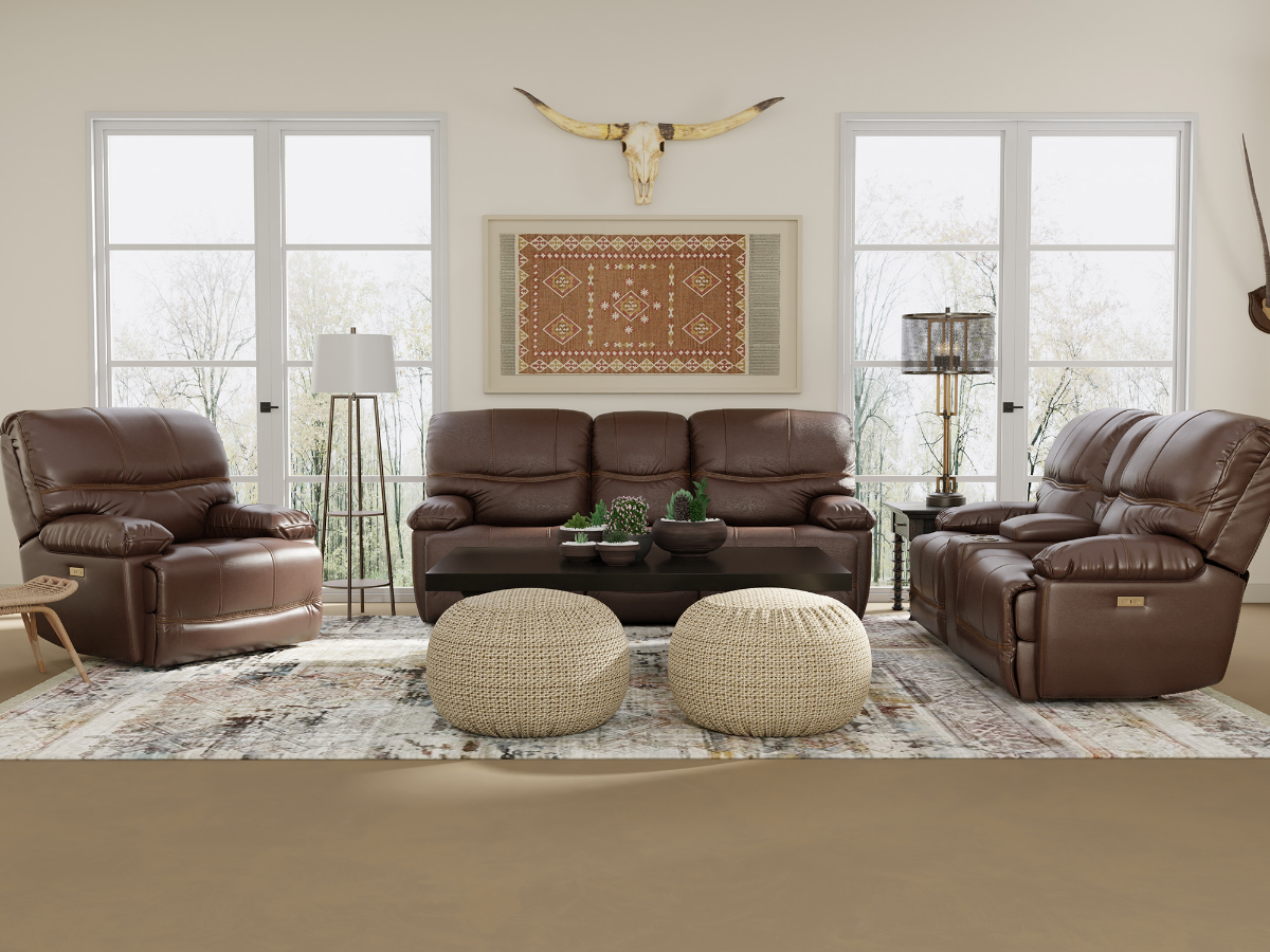 Leather sofa best sale and recliner set