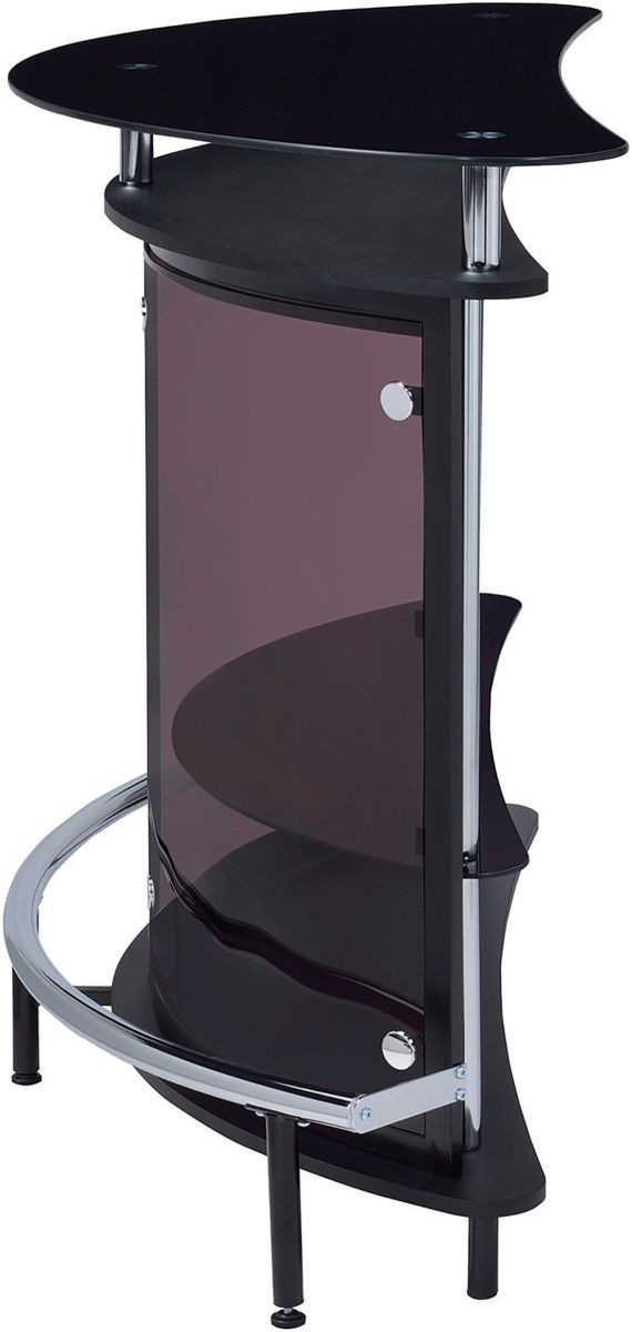 Coaster® CoasterEssence Black And Chrome 2-Tier Bar Unit-1