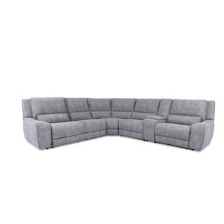 Cheers Enzo Charcoal 6-Piece Power Reclining Sectional with Power Headrest