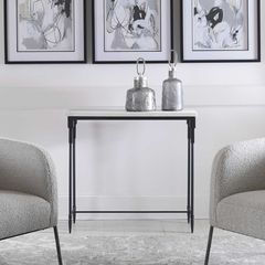 Uttermost® Bourges White/Satin Black Marble Console Table